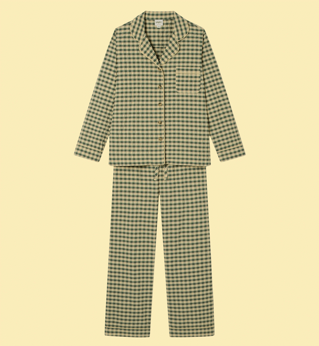 Elm Green & Butter Yellow Gingham Cotton Trouser Set