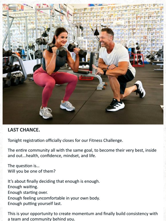 Last Day To Join The Fitness Challenge