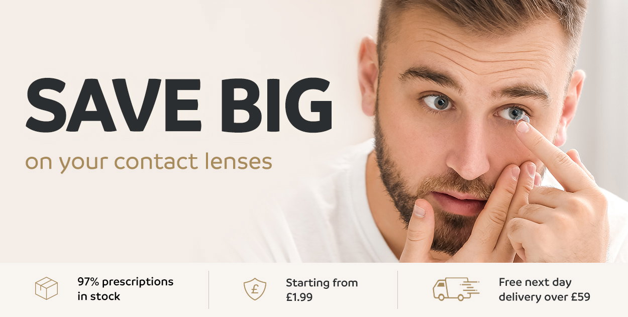 SAVE BIG on your contact lenses | 97% prescriptions in stock | Starting from £1.99 | Free next day delivery over £59