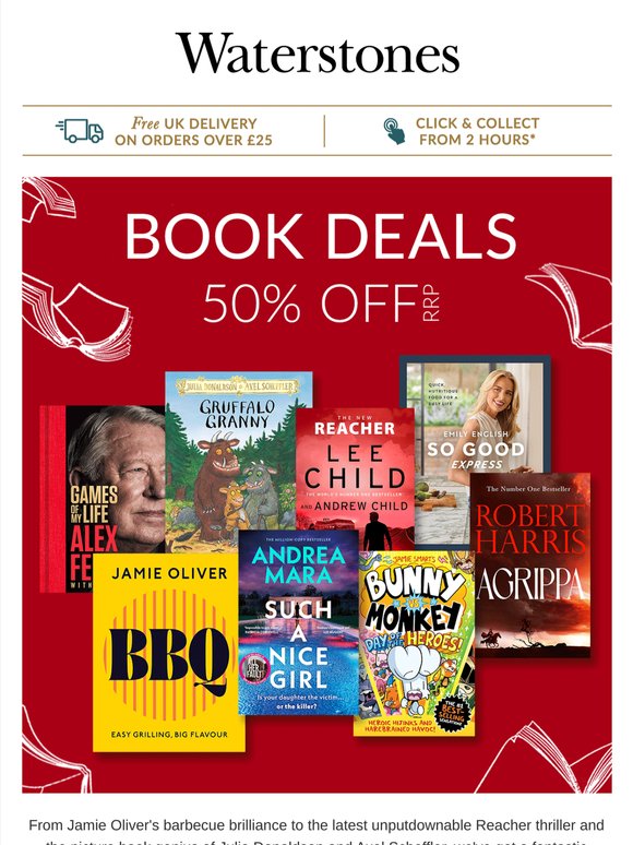 50% OFF RRP | Jamie Oliver, Lee Child, Julia Donaldson & More!