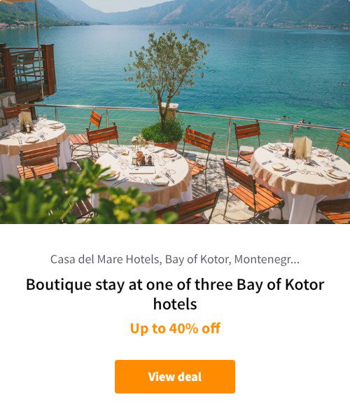Boutique stay at one of three Bay of Kotor hotels