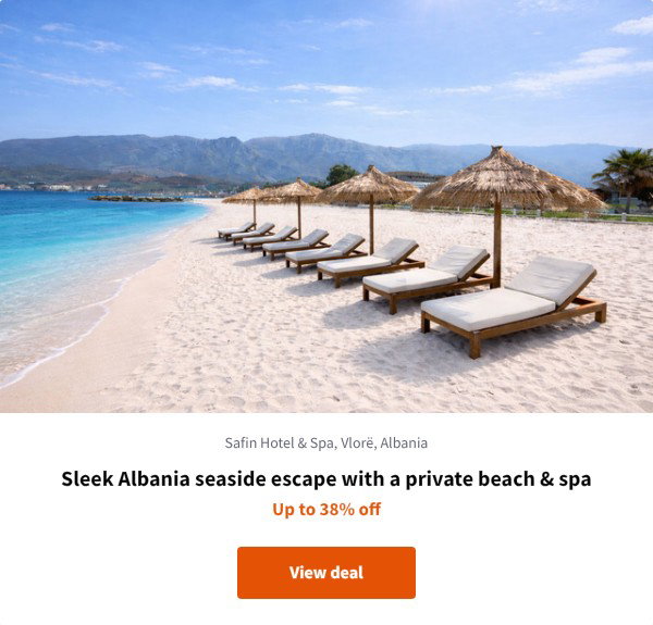 Sleek Albania seaside escape with a private beach & spa