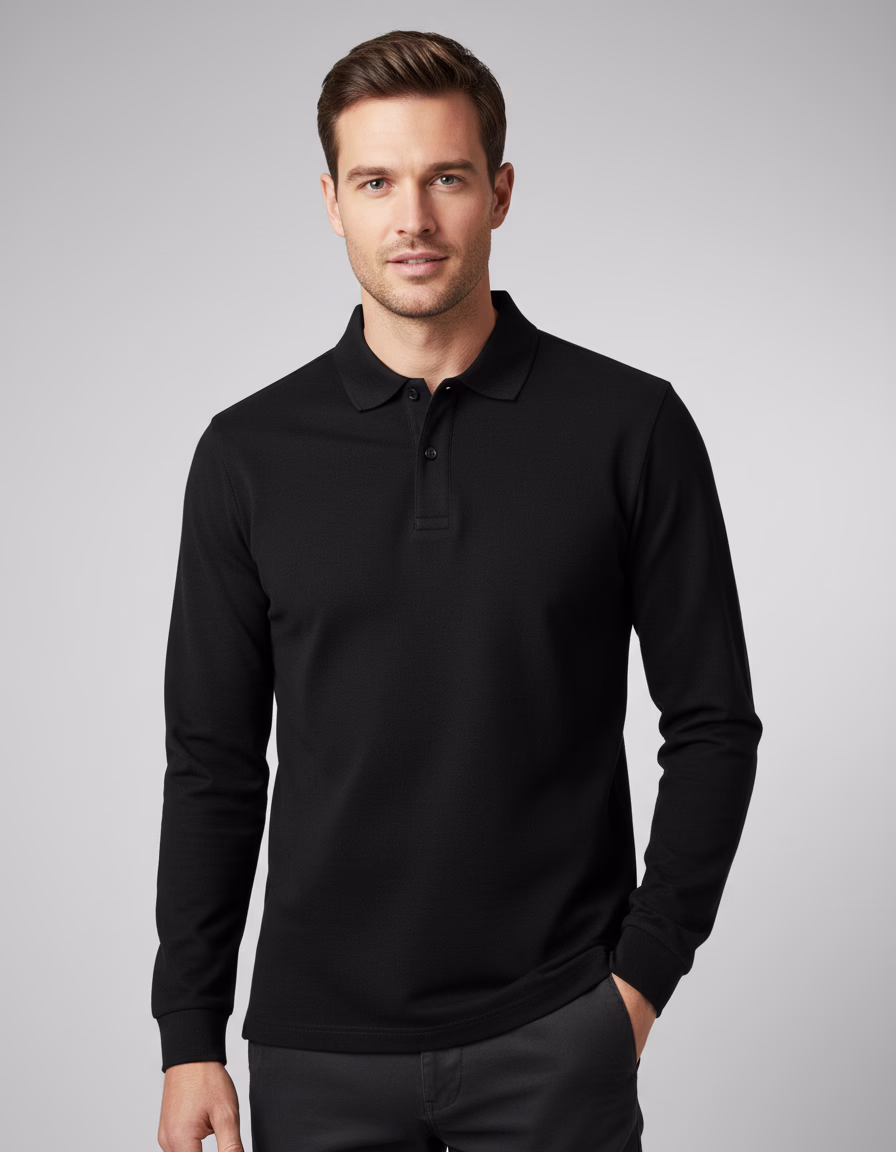 Image of ASQUITH AND FOX AQ030 - Men's Premium Long Sleeve Cotton Polo Shirt