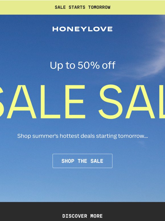 Tomorrow: up to 50% OFF sitewide