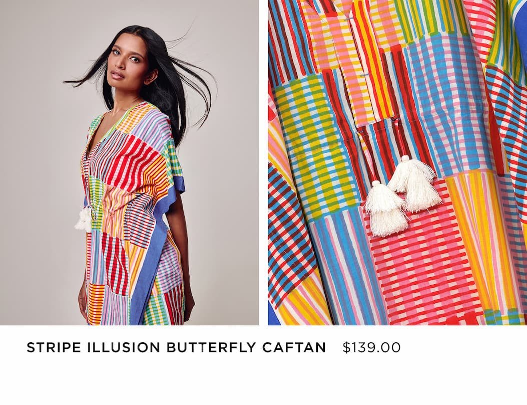 Stripe Illusion Butterfly Caftan