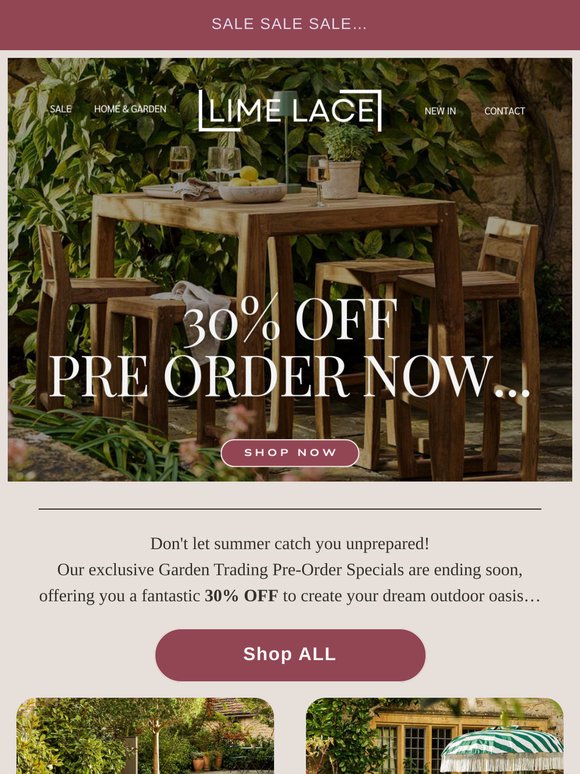 ☀️ LAST CHANCE! 30% OFF Garden Trading Pre-Orders