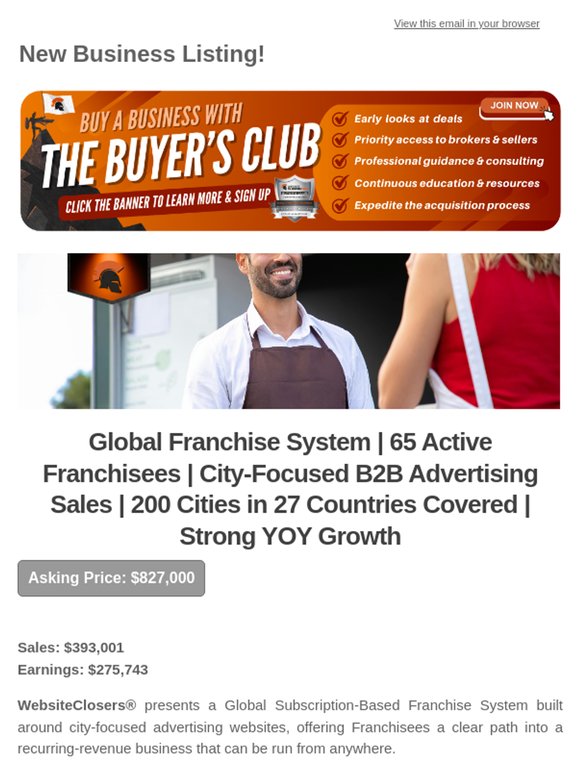 New Deal Alert: Global Franchise System | 65 Active Franchisees | City-Focused B2B Advertising Sales | 200 Cities in 27 Countries Covered | Strong YOY