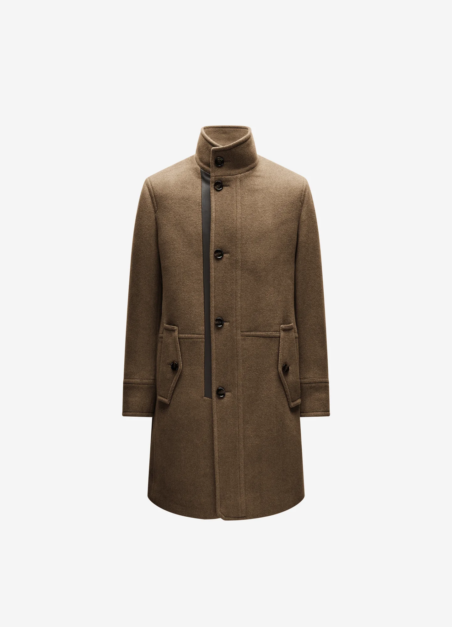 Image of Wool Funnel Neck Coat Camel