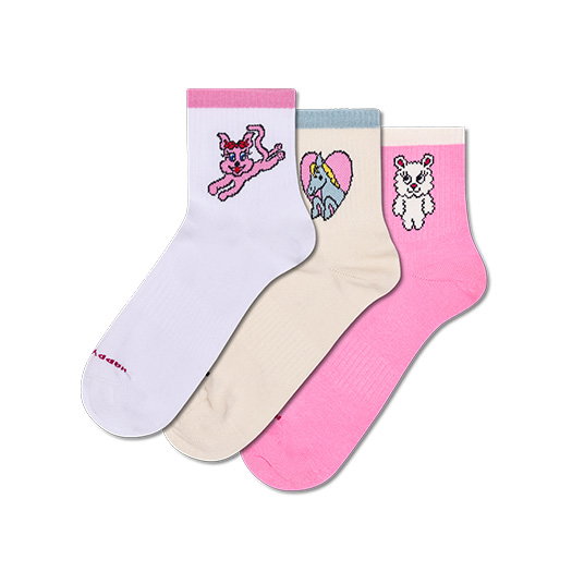 3-Pack Cuties Mini Crew Sneaker Socks