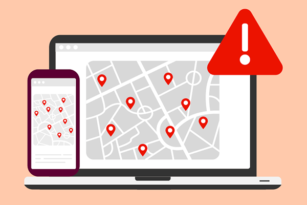 fraud map on computer and mobile phone