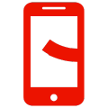 Red mobile phone icon. 