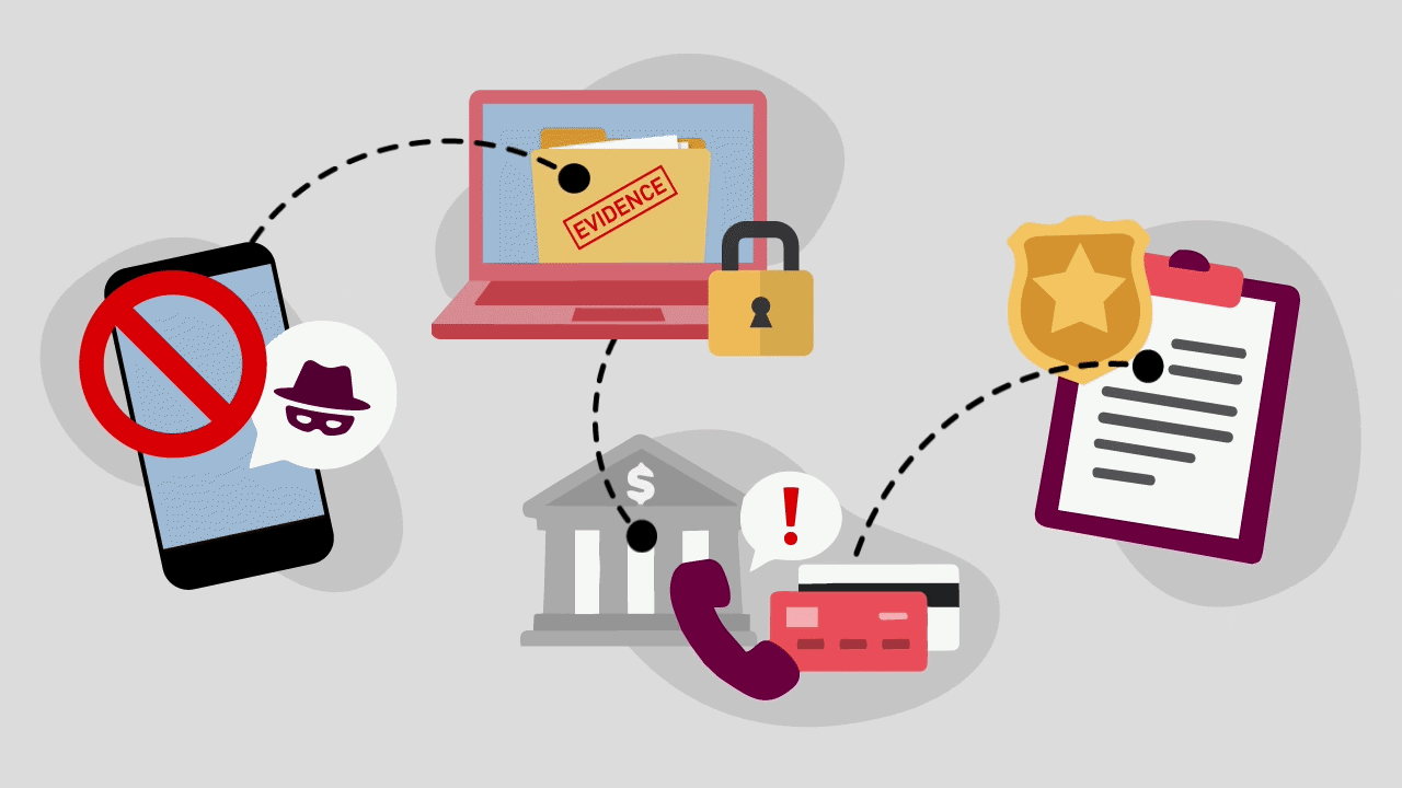 animated illustration of ways to protect your money from scams