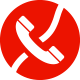Red circle with a white handheld phone inside.