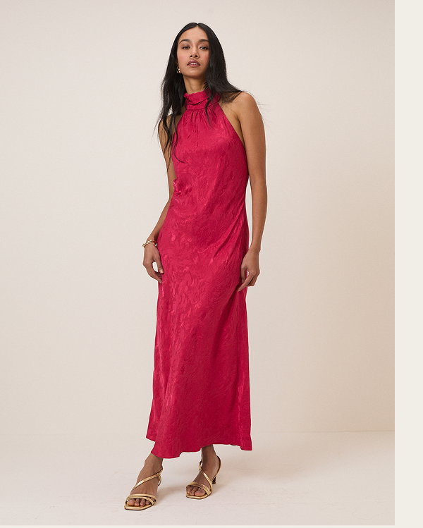 Pink Floral Jacquard Fifi Maxi Dress
