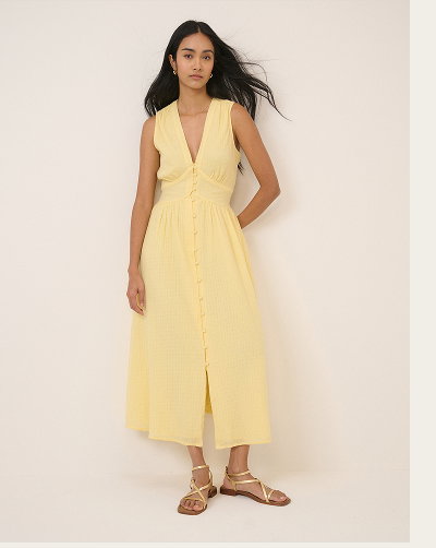 Butter Yellow Sleeveless Starlight Midi Dress