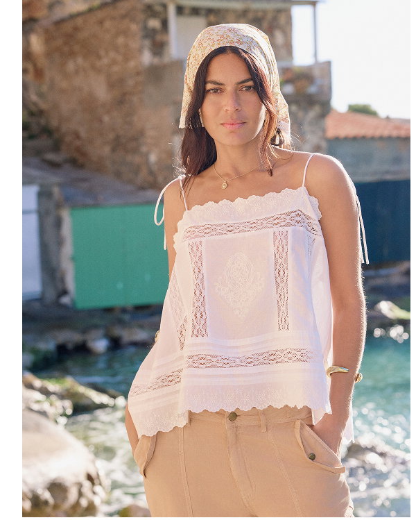White Broderie Anglaise Open Back Top