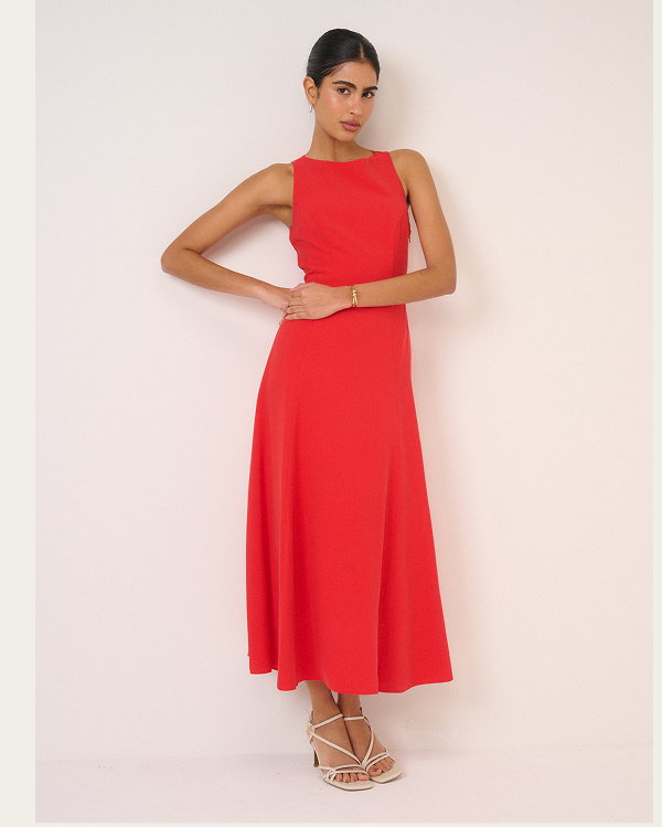 Red Reign Midi Dress