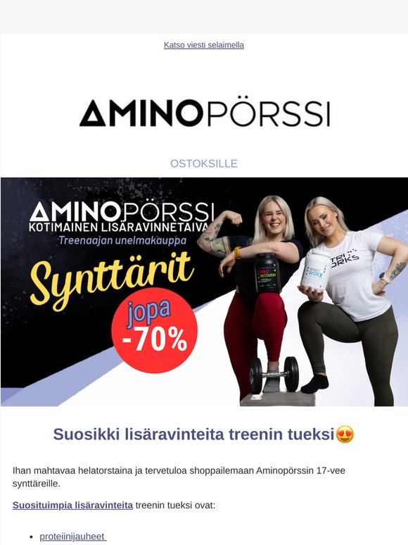 Lisäravinteet treenin tueksi, synttärialet jopa -70%🥳
