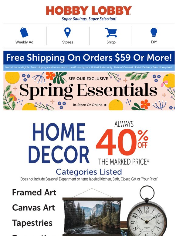 Select Home Decor – Always 40% Off The Marked Price