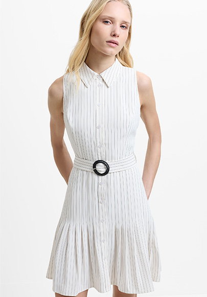 Vinnie Pinstripe Mini Shirt Dress