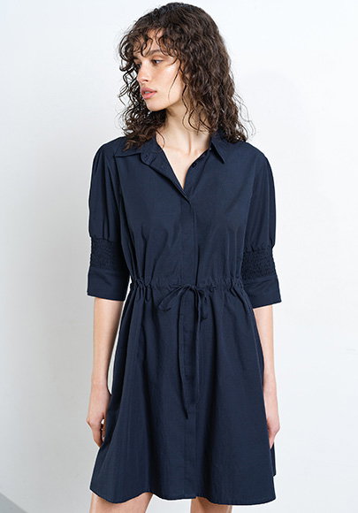 Cambria Cotton Cinched Waist Shirt Dress