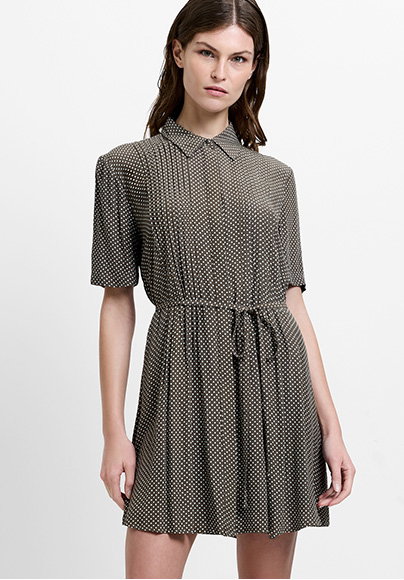 Pin Spots Eco Lizzy Pleated Mini Dress