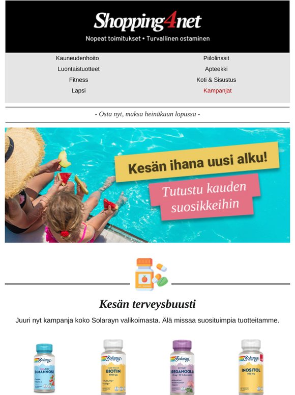 Solaray-kampanja: 20% alennus juuri nyt