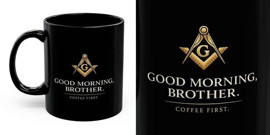 Master Mason Blue Lodge Mug - Good Morning Brother Coffee First with S&C G.jpg