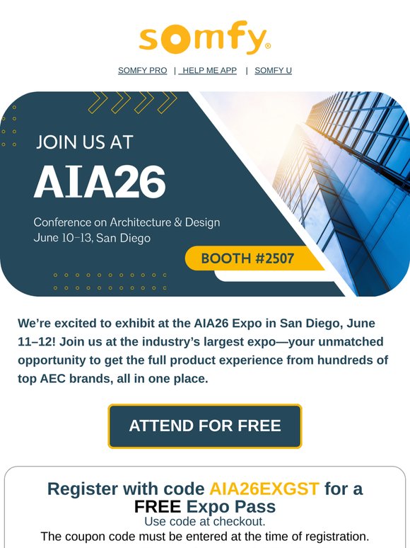 Explore Somfy's Award-Winning Products at AIA San Diego