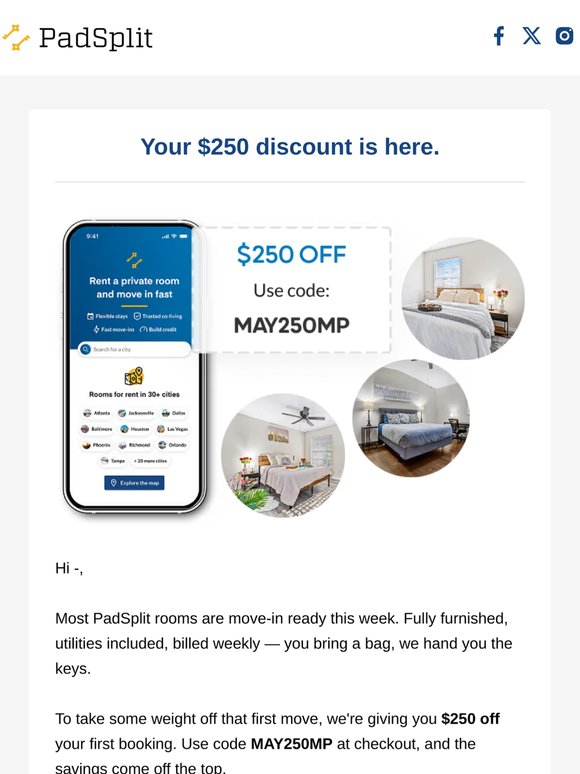 🏡 —, here's $250 toward your next move