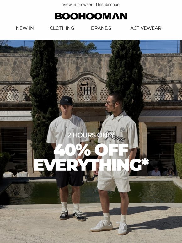 40% Off For 2 Hours Only