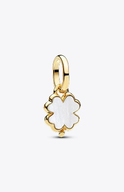 White Lucky Clover Dangle Charm
