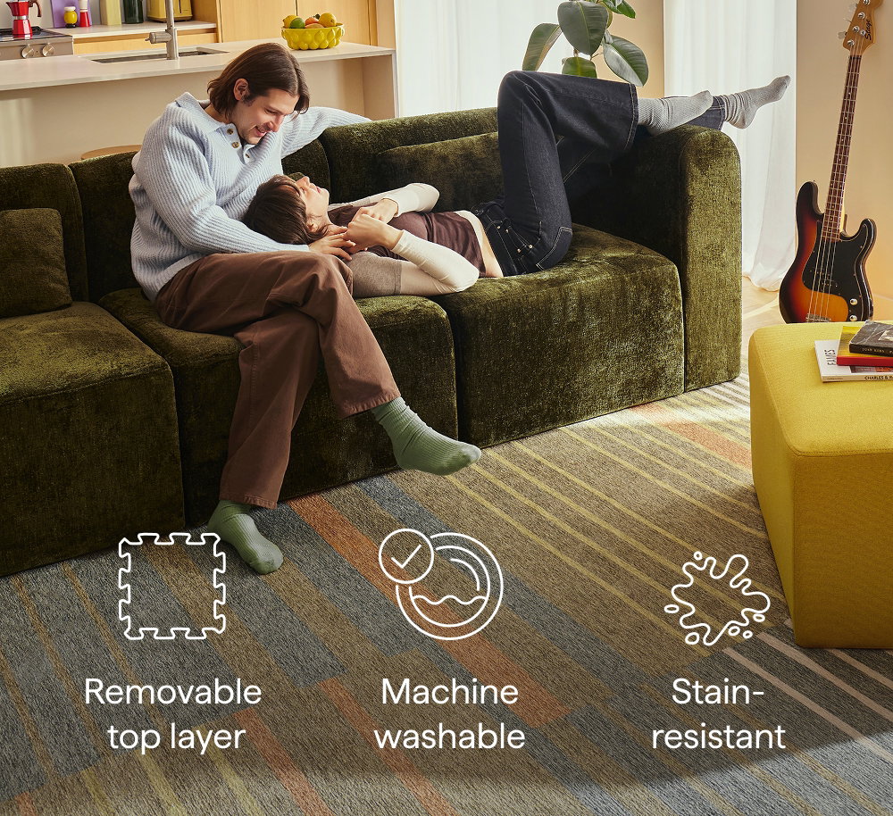 Removable top layer | Machine washable | Stain-resistant.