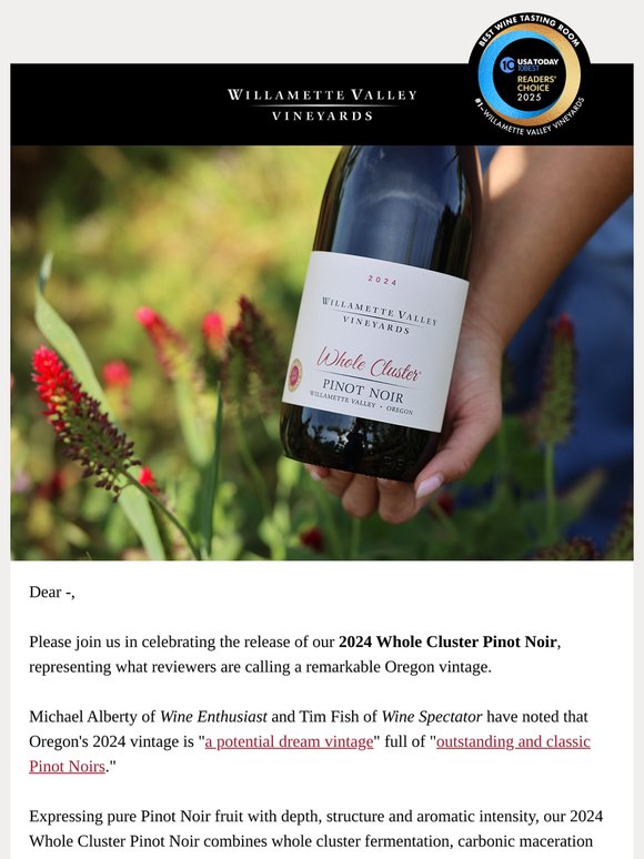 Our 2024 Whole Cluster Pinot Noir is Here!