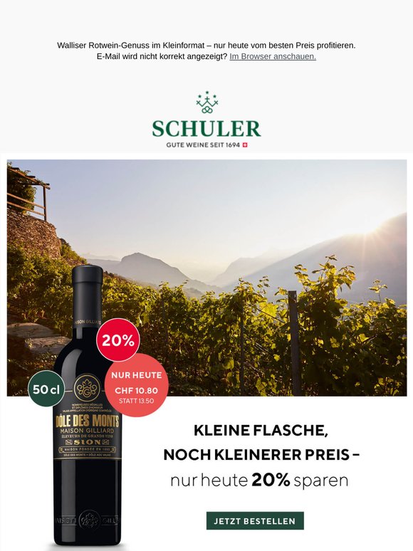 Kleine Flasche, noch kleinerer Preis – Nur Heute!