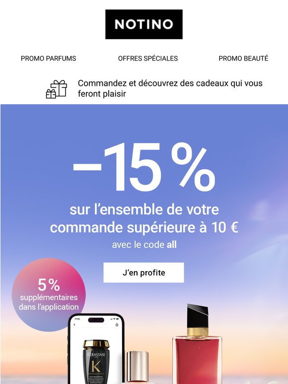 Profitez de 15 % de réduction sur tout pour des commandes supérieures à 10 € !