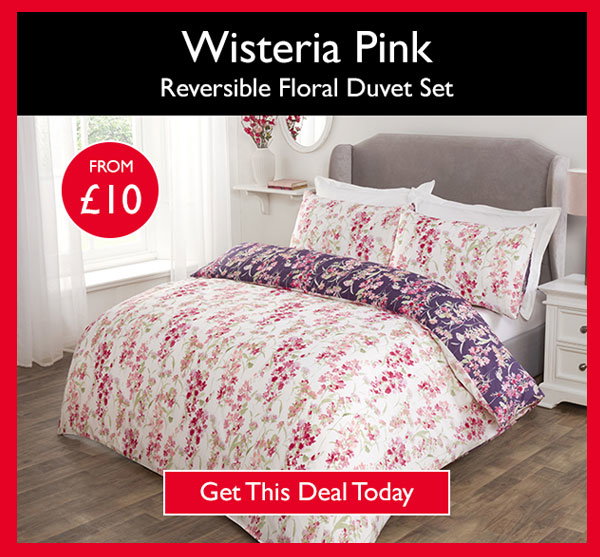 Wisteria Pink Reversible Floral Duvet Set