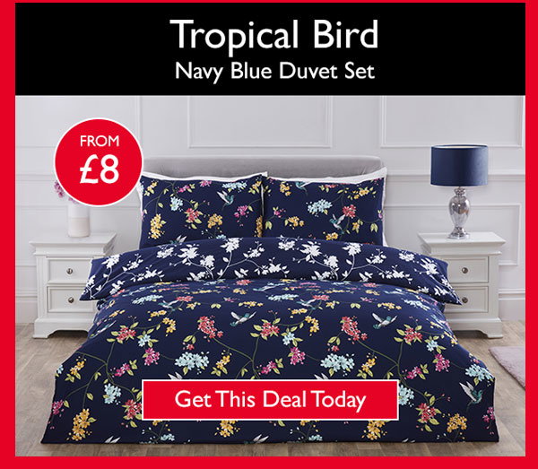 Tropical Bird Navy Blue Duvet Set