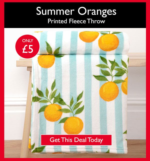 Summer Oranges Printed Fleece Throw
