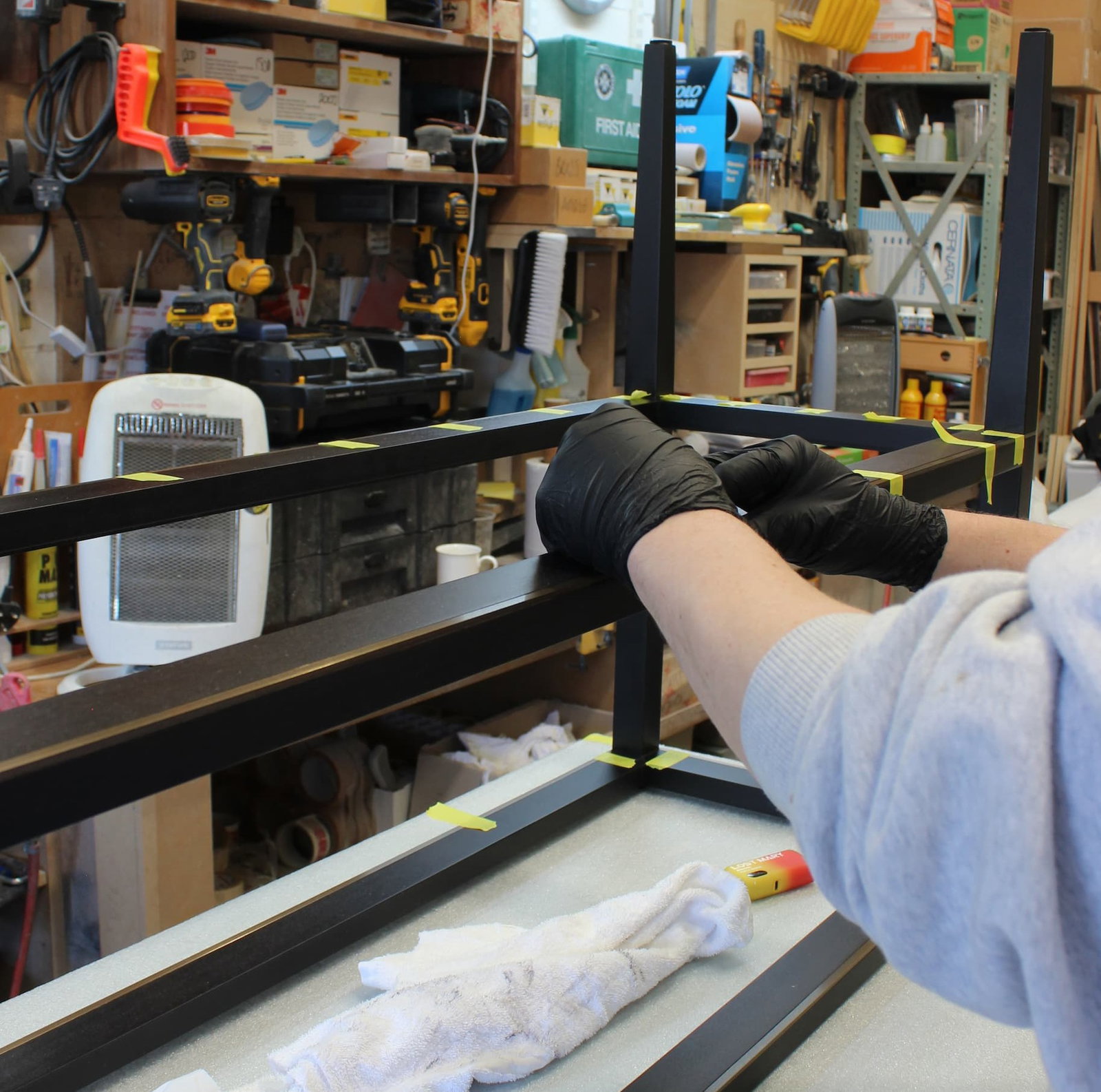 Finishing touches being put on the Mickey console 