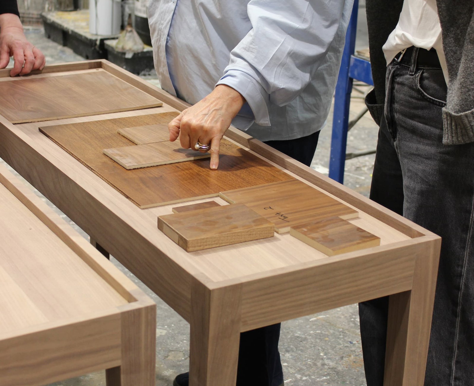 Wood finishes being selected for Sidney console