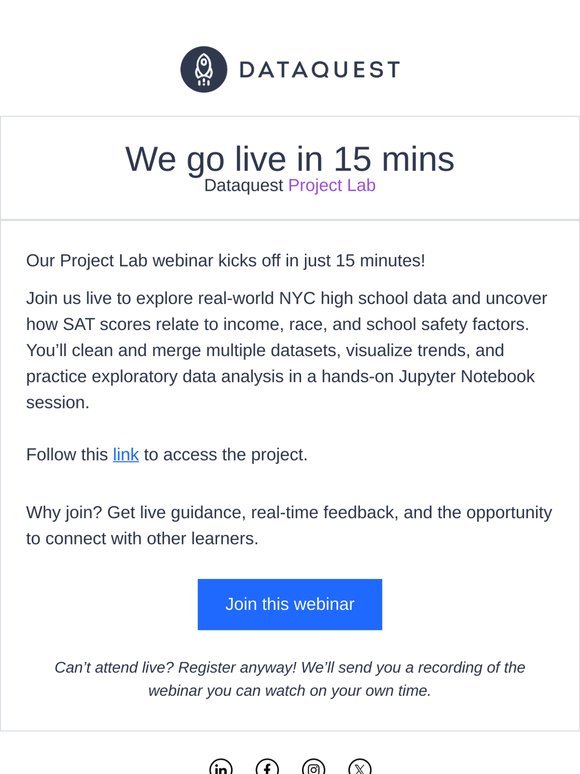 Dataquest Project Lab Starts In 15 Mins