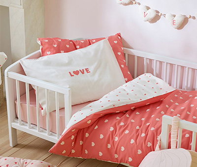 Duvet cover set + pillowcase MY HEART - printed pink