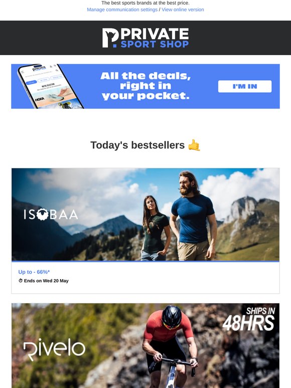 Isobaa up to -66% off | Rivelo, Solar, Hoka, Horze...
