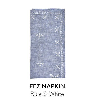Fez Napkin in Blue & White, Set of 4