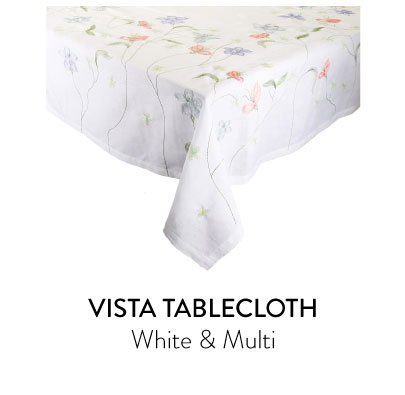Vista Tablecloth in White & Multi 54x126