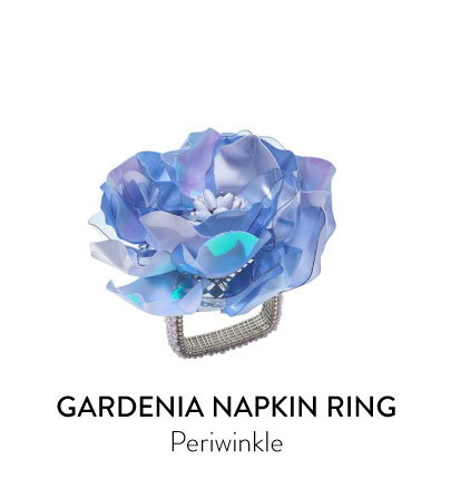 Gardenia Napkin Ring in Periwinkle, Set of 4