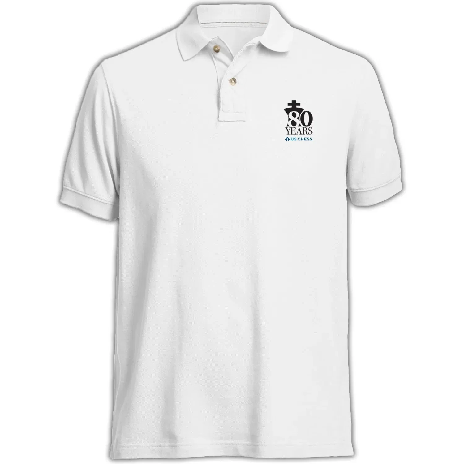 Image of 80th Anniversary US Chess Polo Shirt - WHITE
