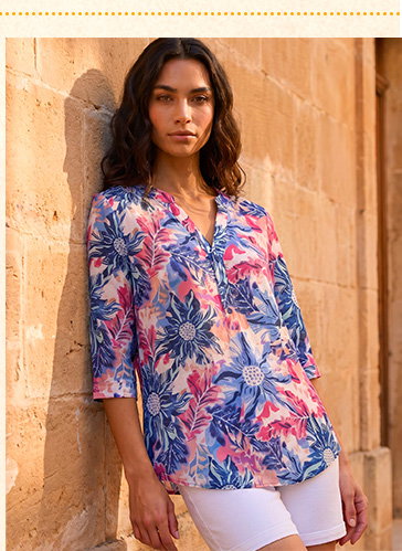 Pink Classic Floral V-Neck Top