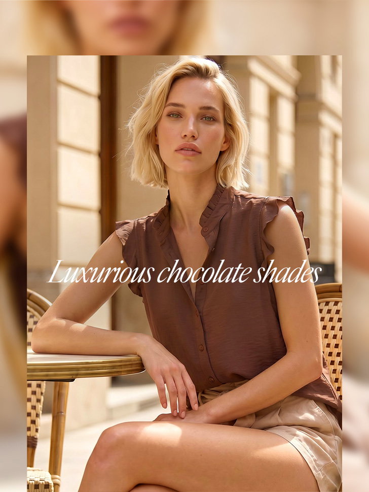 Chocolate Frill Sleeve Blouse
